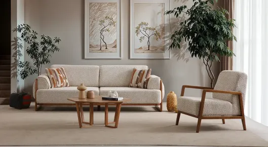 Product img 2, Poyraz Ahşap Ayaklı Yataklı Koltuk Takımı